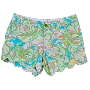 Lilly Pulitzer Green and Pink Scalloped Shorts